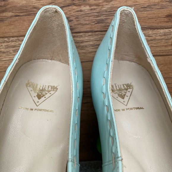 John Fluevog Hi Choice Vanny’s leather lime green & light blue heels NEAR MINT - Picture 4 of 9